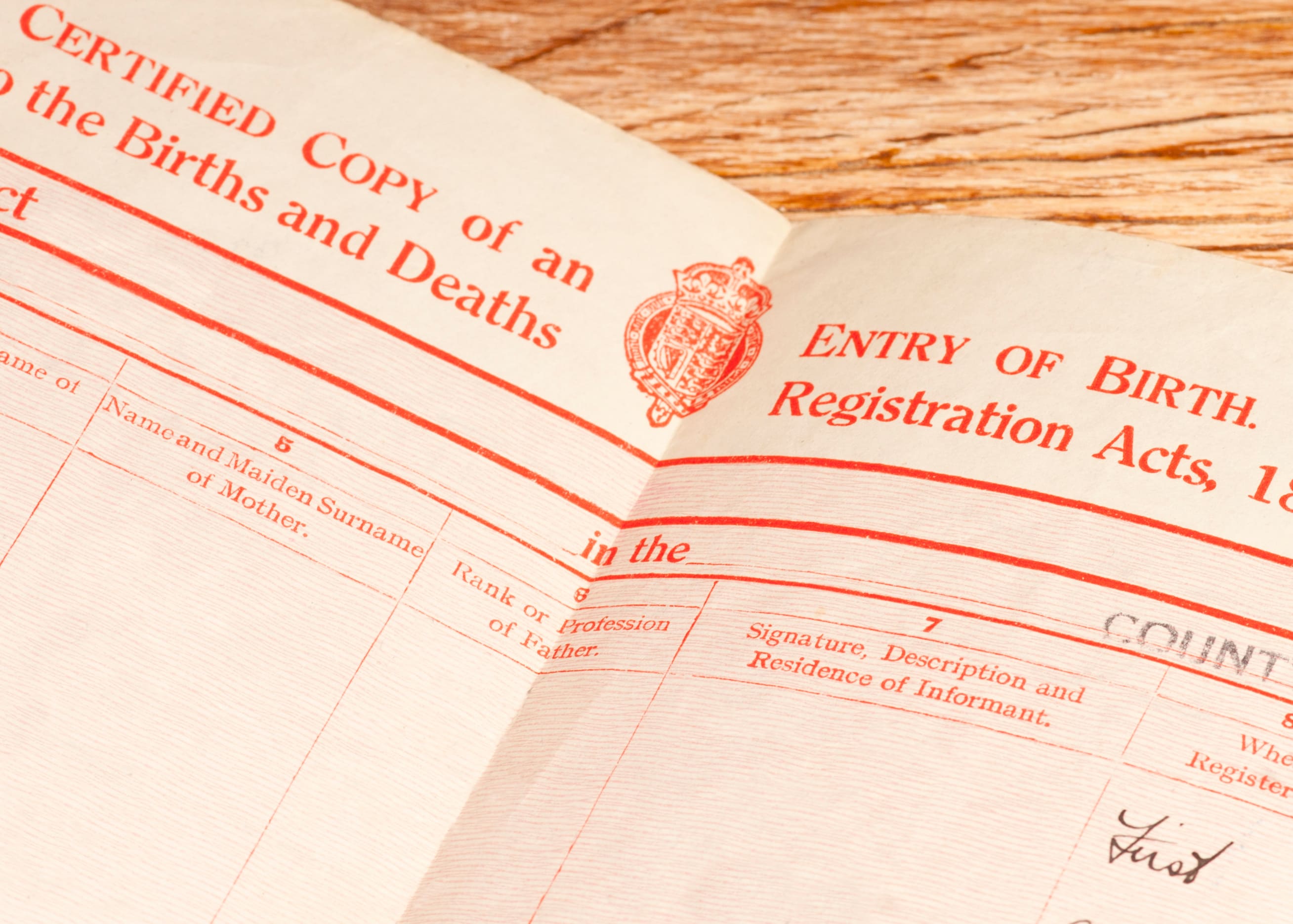 Certfied copy of birth and death records